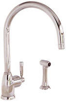 Perrin & rowe mimas kitchen tap with lever handle & rinser (nickel).