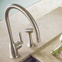 Perrin & Rowe Mimas Kitchen Tap With Lever Handle & Rinser (Pewter).