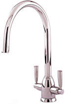 Perrin & Rowe Oberon Kitchen Mixer Tap With Twin Lever Handles (Nickel).