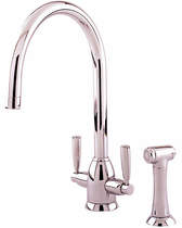 Perrin & Rowe Oberon Kitchen Tap With Lever Handles & Rinser (Nickel).