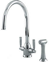 Perrin & Rowe Oberon Kitchen Tap With Lever Handles & Rinser (Pewter).