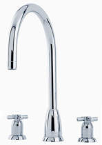 Perrin & rowe callisto 3 hole kitchen tap with x-head handles (chrome).