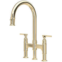 Perrin & Rowe Southbank Kitchen Tap With Lever Handles & Rinser (Gold).