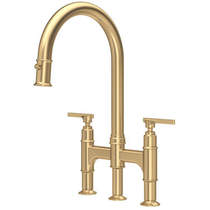 Perrin & Rowe Southbank Kitchen Tap With Lever Handles & Rinser (Satin Brass).