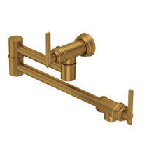 Perrin & Rowe Southbank Wall Mounted Pot Filler Kitchen Tap (Aged Brass).