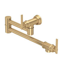 Perrin & Rowe Southbank Wall Mounted Pot Filler Kitchen Tap (Satin Brass).