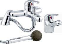 Nuie Eon Eon Basin & Bath Shower Mixer Tap Set (Chrome).