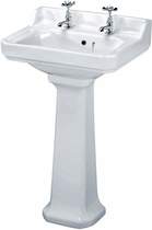 Crown Ceramics Carlton 560mm Basin & Pedestal (2 Tap Holes).