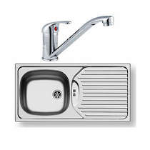 Pyramis kitchen sink, waste & tap. 860x435mm (reversible).