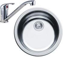 Pyramis Round Kitchen Sink, Waste & Tap. 450mm Diameter.