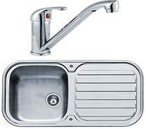 Pyramis kitchen sink, tap & waste. 960x480mm (reversible, deep bowl).