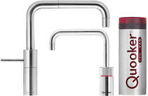 Quooker Nordic Square Twintaps Instant Boiling Tap. COMBI (Brushed Chrome).