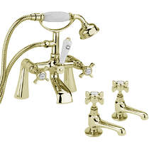 Sagittarius Churchmans Basin & Bath Shower Mixer Taps Pack (Gold).