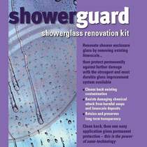 Showerguard renovation kit refurbishes existing shower enclosure glass.