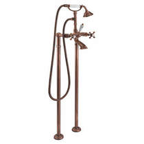 Tre Mercati Allora Floor Standing Bath Shower Mixer Tap & Kit (Copper).