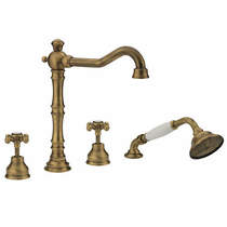 Tre Mercati Allora 4 Hole Bath Shower Mixer Tap & Kit (Bronze).