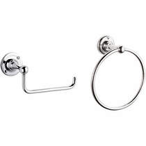 Ultra Accessories Toilet Roll Holder & Towel Ring Pack (Chrome).