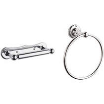 Ultra Accessories Toilet Roll Holder & Towel Ring Pack (Chrome).
