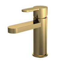 Nuie arvan basin mixer tap with push button waste (brushed brass).