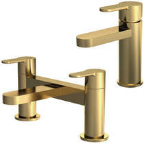 Nuie Arvan Basin & Bath Filler Tap Pack (Brushed Brass).