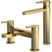 Nuie Arvan Tall Basin & Bath Filler Tap Pack (Brushed Brass).