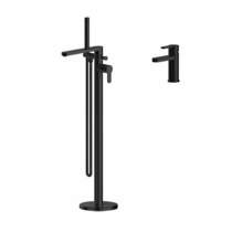 Nuie Arvan Basin & Floor Standing Bath Shower Mixer Tap (Matt Black).