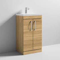 Nuie Furniture Vanity Unit With 2 x Doors & Basin 500mm (Natural Oak).