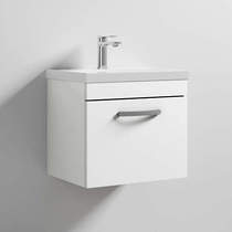Nuie Furniture Wall Vanity Unit With 1 x Drawer & Basin 500mm (Gloss White).