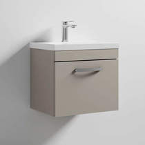 Nuie Furniture Wall Vanity Unit With 1 x Drawer & Basin 500mm (Stone Grey).