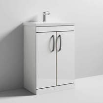 Nuie Furniture Vanity Unit With 2 x Doors & Basin 600mm (Gloss White).