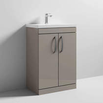 Nuie Furniture Vanity Unit With 2 x Doors & Basin 600mm (Stone Grey).