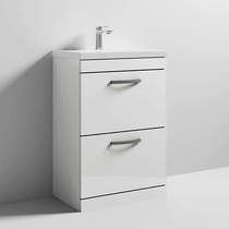 Nuie Furniture Vanity Unit With 2 x Drawers & Basin 600mm (Gloss White).