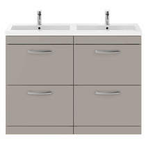 Nuie Furniture Vanity Unit With 4 x Drawers & Double Basin (Stone Grey).