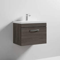 Nuie Furniture Wall Vanity Unit With 1 x Drawer & Basin 600mm (Grey Avola).