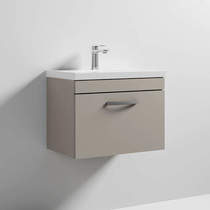 Nuie Furniture Wall Vanity Unit With 1 x Drawer & Basin 600mm (Stone Grey).