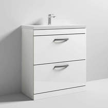 Nuie Furniture Vanity Unit With 2 x Drawers & Basin 800mm (Gloss White).