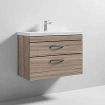 Nuie Furniture Wall Vanity Unit With 2 x Drawer & Basin 800mm (Driftwood).