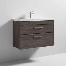 Nuie Furniture Wall Vanity Unit With 2 x Drawer & Basin 800mm (Grey Avola).