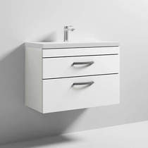 Nuie Furniture Wall Vanity Unit With 2 x Drawer & Basin 800mm (Gloss White).