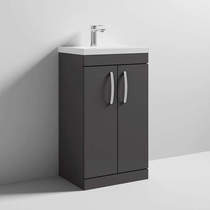Nuie Furniture Vanity Unit With 2 x Doors & Basin 500mm (Gloss Grey).