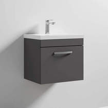 Nuie Furniture Wall Vanity Unit With 1 x Drawer & Basin 500mm (Gloss Grey).
