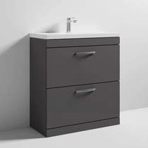 Nuie Furniture Vanity Unit With 2 x Drawers & Basin 800mm (Gloss Grey).
