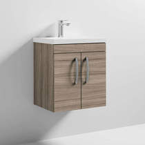 Nuie Furniture Wall Vanity Unit With 2 x Doors & Basin 500mm (Driftwood).