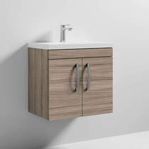 Nuie Furniture Wall Vanity Unit With 2 x Doors & Basin 600mm (Driftwood).