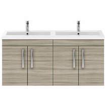 Nuie Furniture Wall Vanity Unit With 4 x Doors & Double Basin (Driftwood).