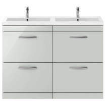 Nuie Furniture Vanity Unit With 4 x Drawers & Double Basin (Gloss Grey Mist).