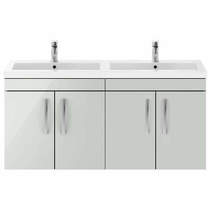 Nuie Furniture Wall Vanity Unit With 4 x Doors & Double Basin (Grey Mist).
