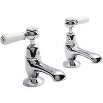 Hudson reed topaz basin taps with ceramic lever handles (white & chrome).