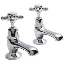 Hudson Reed Topaz Basin Taps With Crosshead Handles (White & Chrome).