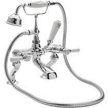 Hudson Reed Topaz Bath Shower Mixer Tap With Levers (White & Chrome).